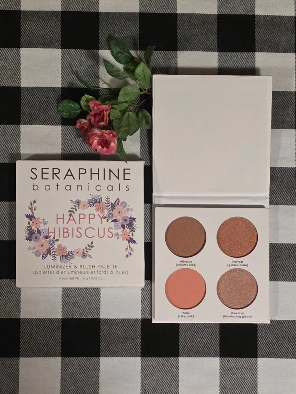 Seraphine Botanicals Happy Hibiscus Blush & Luminizer Palette — Peachy Pink